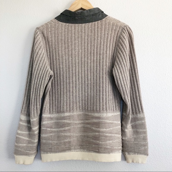 Pardon Color Block Beige Gray Ribbed Jacket Large - Picture 6 of 8